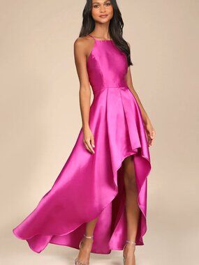 Lulus Broadway Show Magenta High-low Gown Pink - Size M